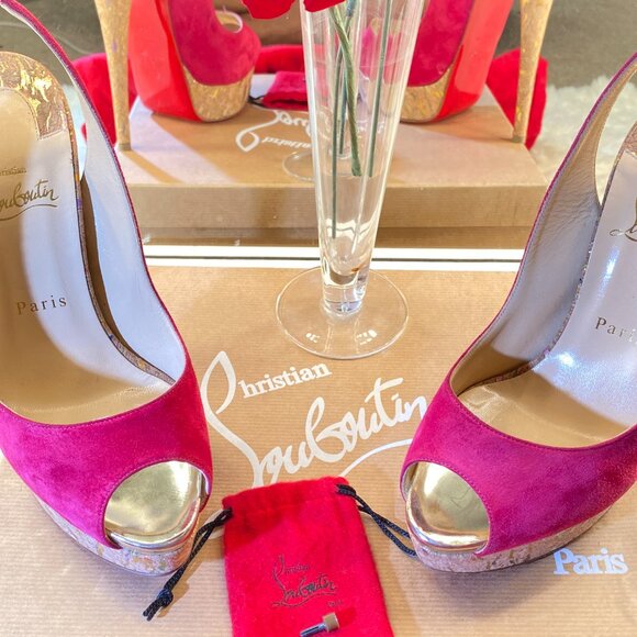 Christian Louboutin Lady Peep 150 Patent Calf ENCRE E38 US7.5 - Picture 2 of 10